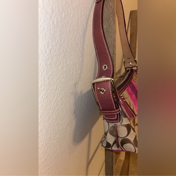 Coach Signature Shoulder Bag with Pink Accent - Picture 6 of 6